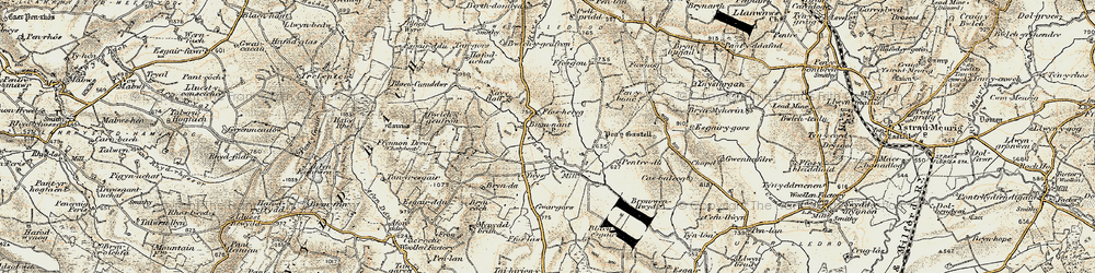 Old map of Brynda in 1901-1903