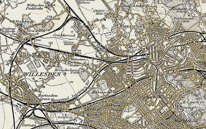 Old map of Brondesbury in 1897-1909