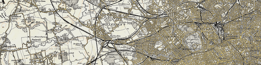 Old map of Brondesbury Park in 1897-1909