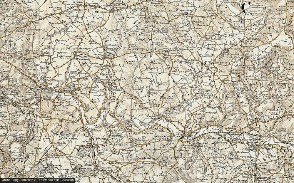 Old Map of Historic Map covering Abergwrog in 1901