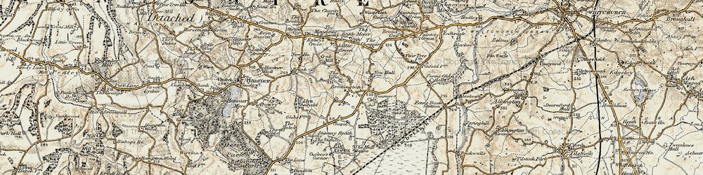 Old map of Bronington in 1902