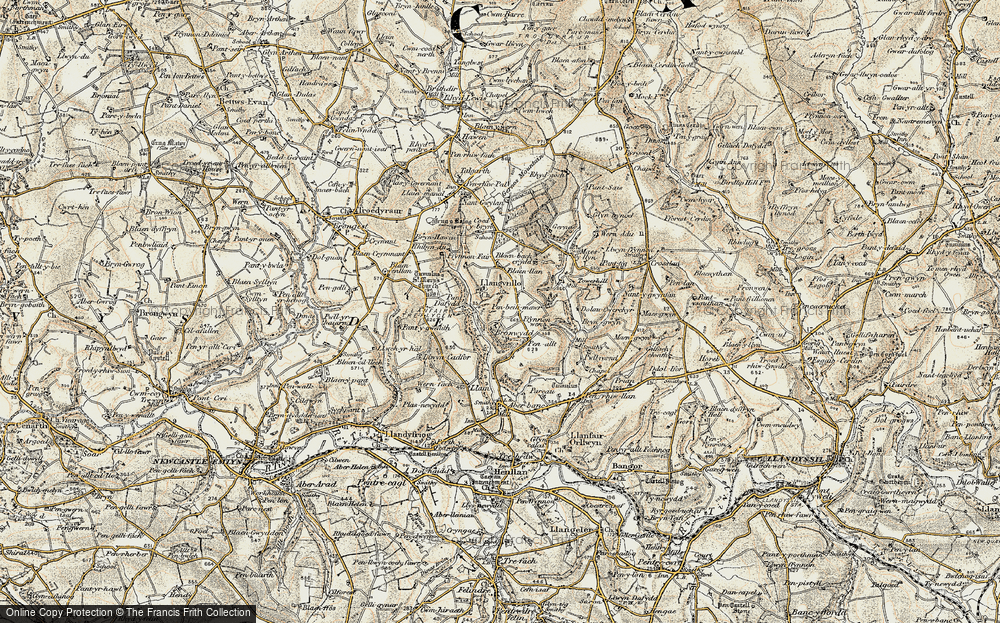 Old Map of Historic Map covering Blaenllan in 1901