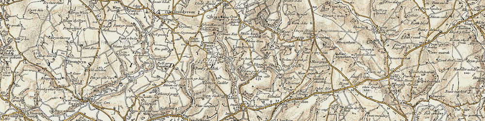 Old map of Blaenllan in 1901