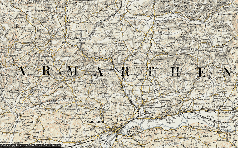 Old Map of Bronwydd, 1901 in 1901