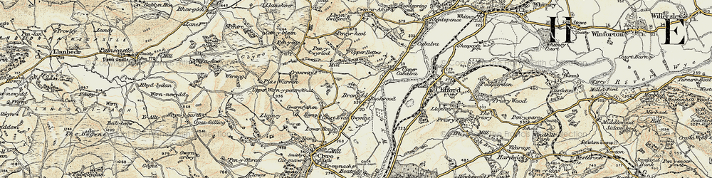 Old map of Bronydd in 1900-1902