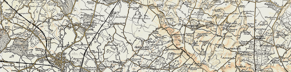 Old map of Brook in 1897-1898