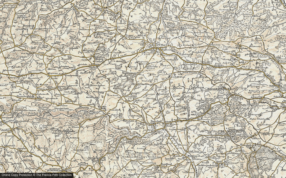 Old Map of Historic Map covering Berry Barton in 1899-1900