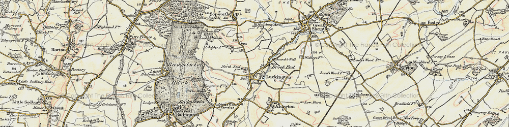 Old map of Brook End in 1898-1899