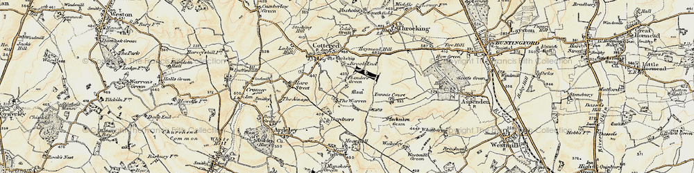 Old map of Brook End in 1898-1899