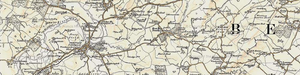 Old map of Brook End in 1898-1901