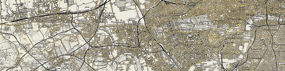 Old map of Brook Green in 1897-1909