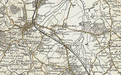 Old map of Ystrad-isaf in 1902-1903