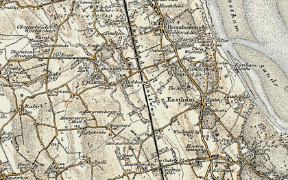 Old map of Bromborough Rake Sta in 1902-1903