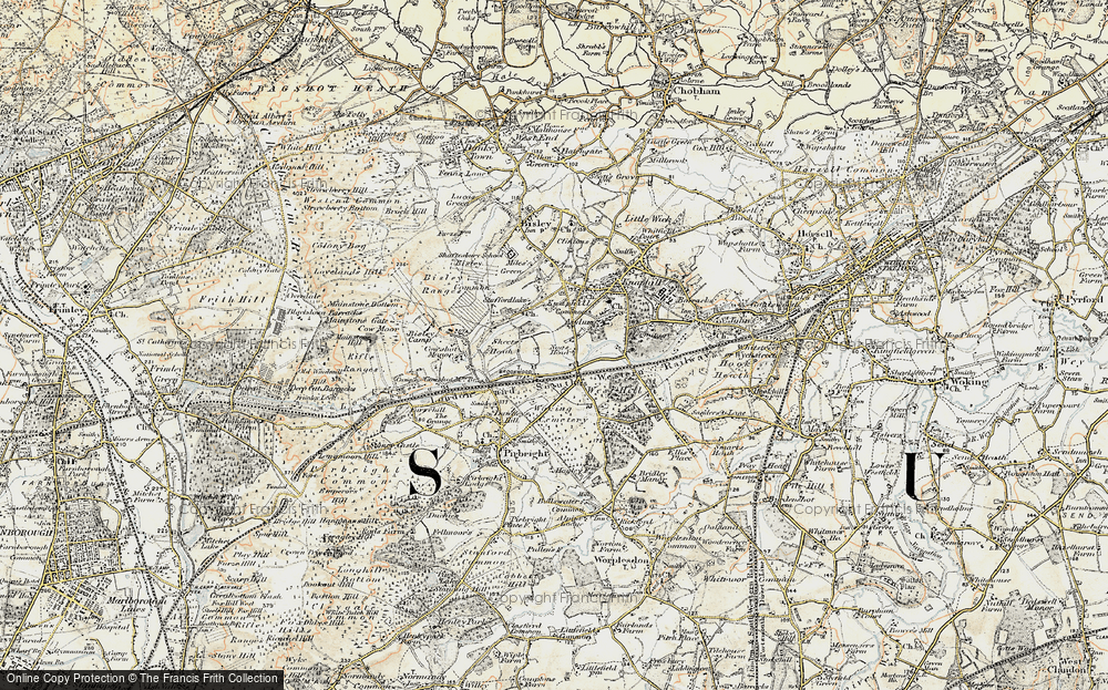 Old Map of Historic Map covering Brookwood Br in 1897-1909