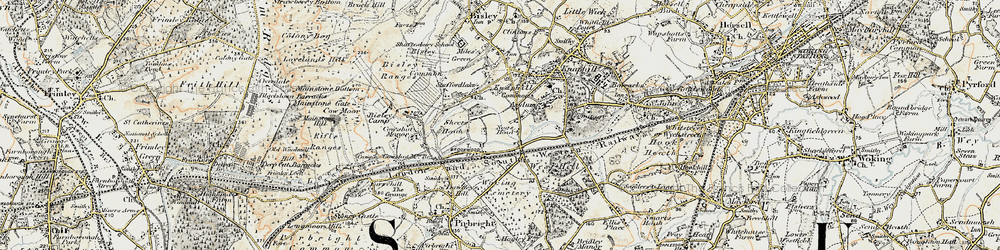 Old map of Brookwood in 1897-1909