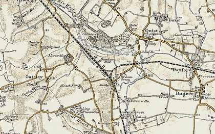 Old map of Bintree Mill in 1901-1902