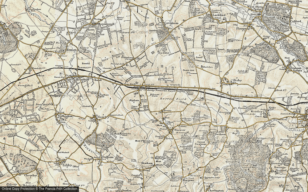 Old Map of Broom's Barn, 1899-1901 in 1899-1901