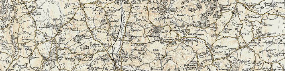 Old map of Broom's Green in 1899-1900