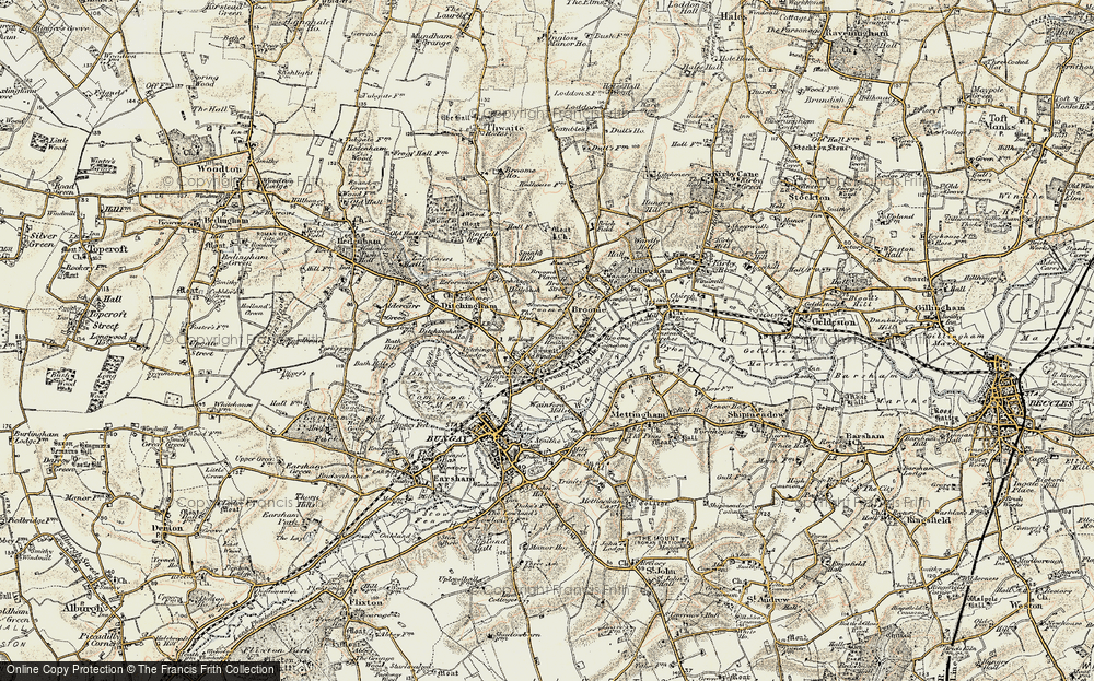 Old Map of Historic Map covering Broome Place in 1901-1902