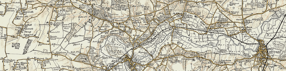 Old map of Broome Heath in 1901-1902