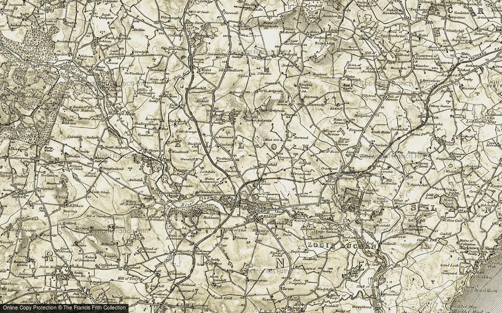Old Map of Historic Map covering Backhill in 1909-1910