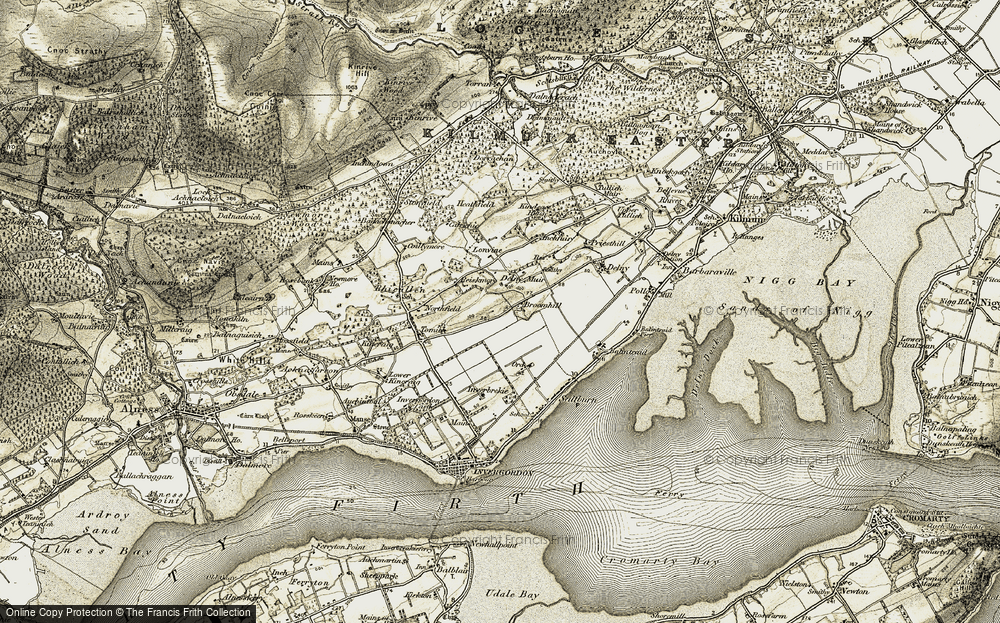 Old Map of Historic Map covering Wester Lonvine in 1911-1912