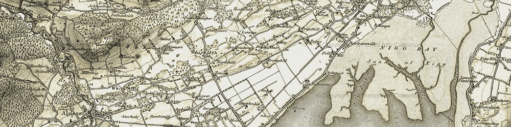 Old map of Wester Lonvine in 1911-1912