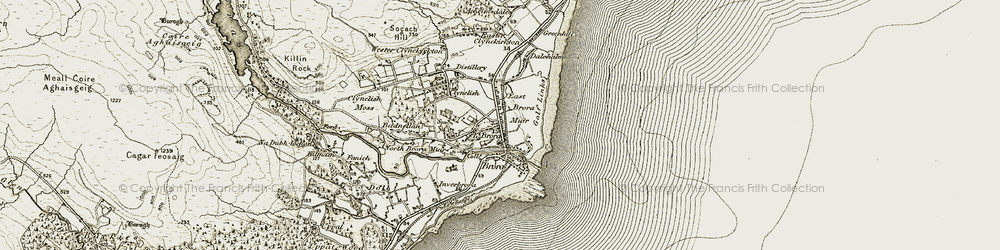 Old map of Brora in 1911-1912