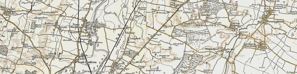 Old map of Danethorpe in 1902-1903
