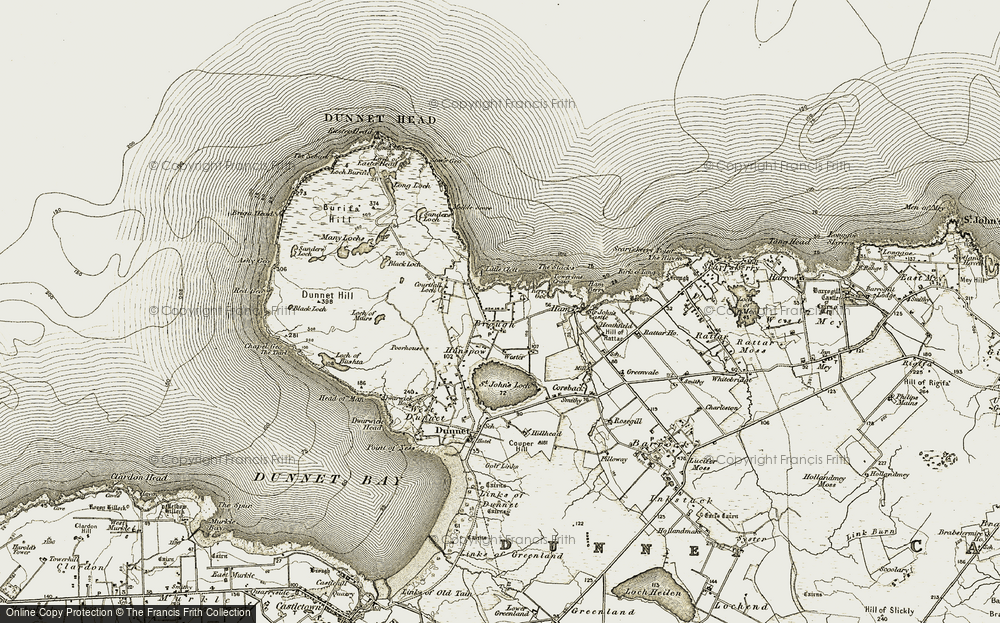 Old Map of Historic Map covering Burifa' Hill in 1912