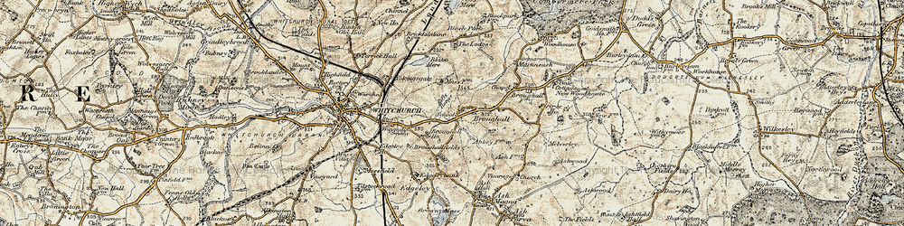 Old map of Broughall in 1902