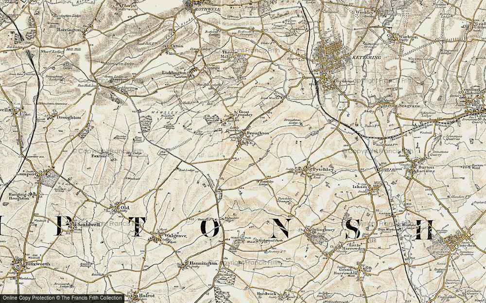 Old Map of Historic Map covering Pytchley Lodge in 1901-1902