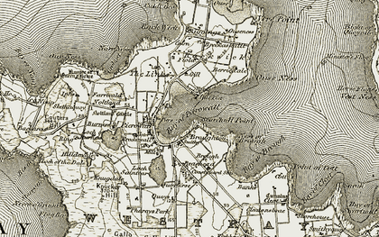 Old map of Bay of Pierowall in 1912