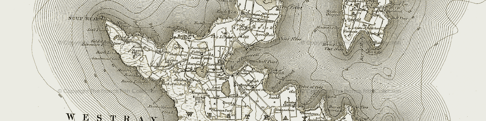 Old map of Bay of Pierowall in 1912