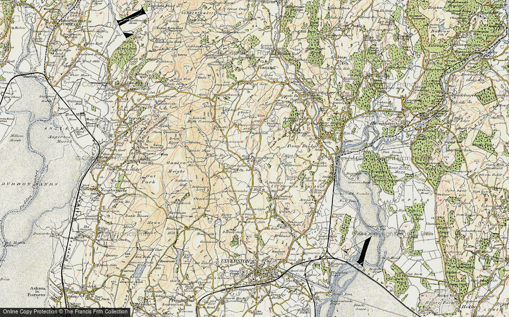 Old Map of Historic Map covering Ben Cragg in 1903-1904