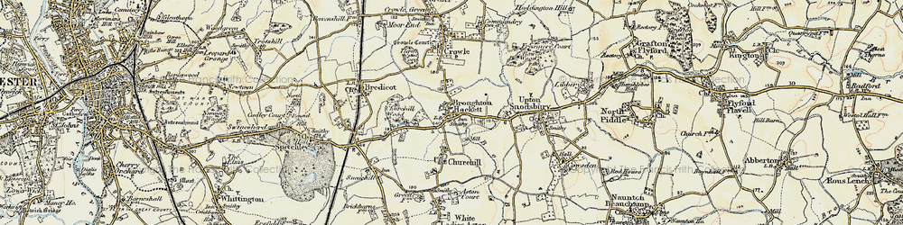 Old map of Broughton Hackett in 1899-1902
