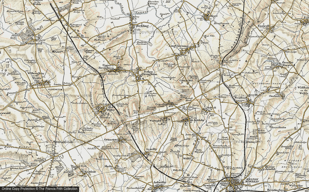 Old Map of Historic Map covering Broughton Hill in 1902-1903
