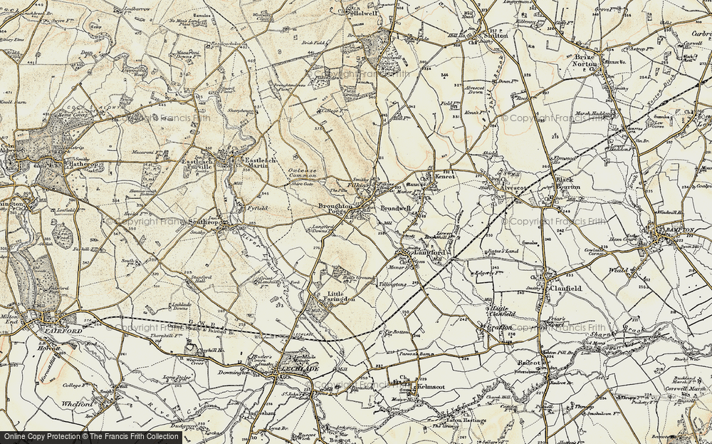 Old Map of Historic Map covering Broadwell Brook in 1898-1899