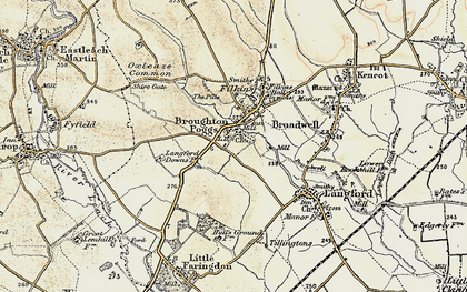 Old map of Broadwell Brook in 1898-1899