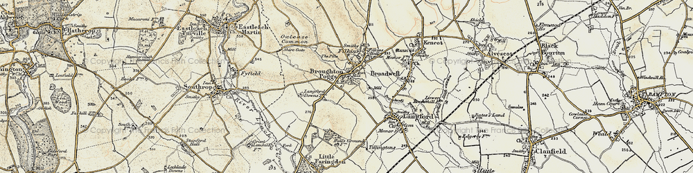 Old map of Broughton Poggs in 1898-1899