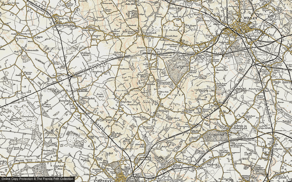 Old Map of Historic Map covering Billinge Hill in 1903