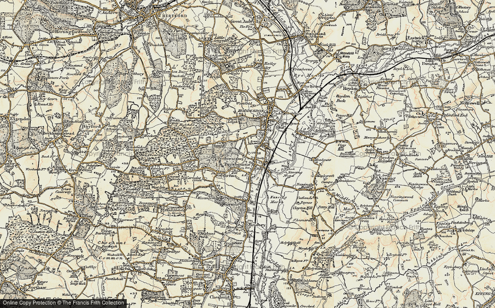 Old Map of Broxbourne, 1898 in 1898
