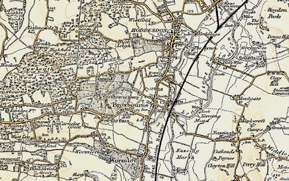 Old map of Broxbourne in 1898