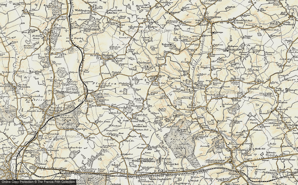 Old Map of Historic Map covering Broxted Hall in 1898-1899