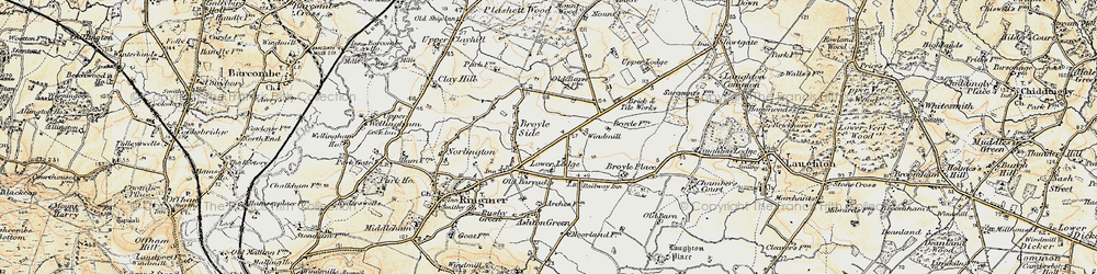 Old map of Broyle Side in 1898