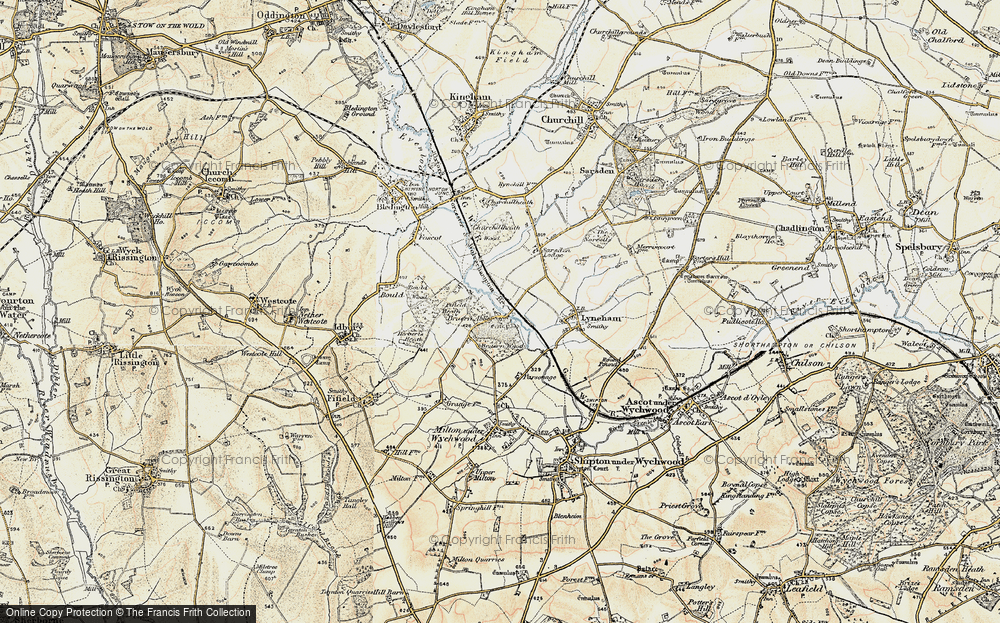 Old Map of Historic Map covering Bruern Wood in 1898-1899