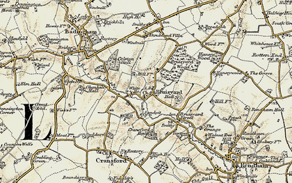 Old map of Bruisyard in 1901