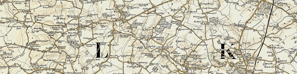Old map of Bruisyard Wood in 1901
