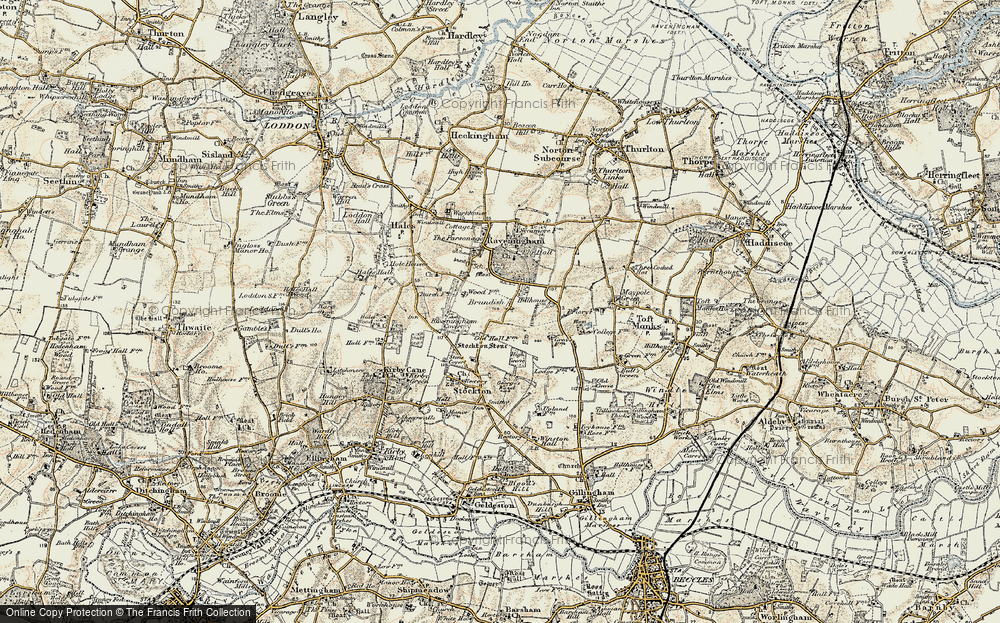Old Map of Brundish, 1901-1902 in 1901-1902
