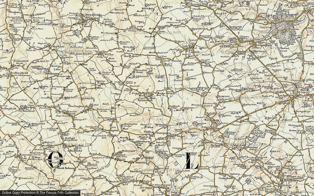 Old Map of Brundish, 1901 in 1901